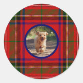 Clan Stewart Tartan Dog Afbeelding personaliseren Ronde Sticker (Voorkant)