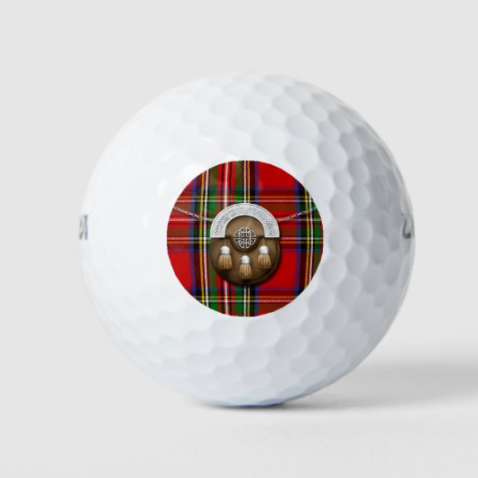 Clan Stewart Tartan en Sporran Golfballen (Voorkant)