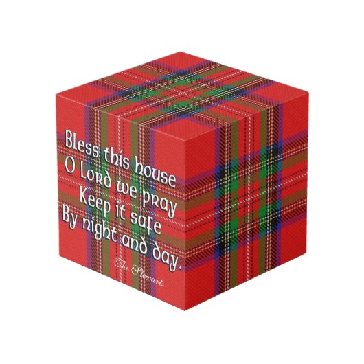 Clan Stewart Tartan House Blessing Kubus (Voorkant hoekig)