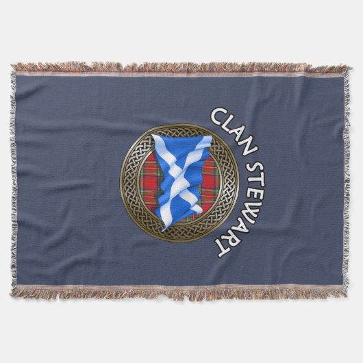 Clan Stewart Tartan Knot & Flag Deken (Voorkant)