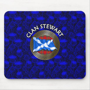 Clan Stewart Tartan Knot & Flag Muismat