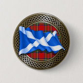 Clan Stewart Tartan Knot & Flag Ronde Button 5,7 Cm (Voorkant)