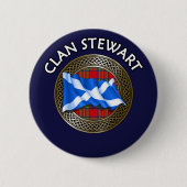 Clan Stewart Tartan Knot & Flag Ronde Button 5,7 Cm (Voorkant)