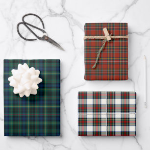 Clan Stewart Tartan Red, Green en White Pset Inpakpapier Vel