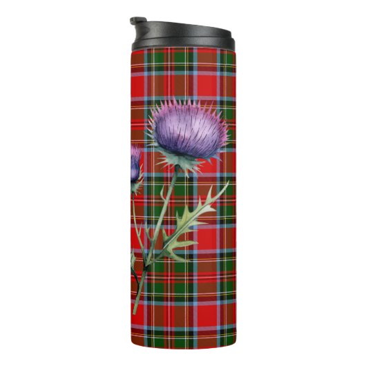 Clan Stewart Tartan & Scottish Thistle Travel Mok (Geroteerd rechts)