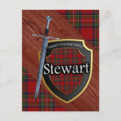 Clan Stewart Tartan Sword & Shield Briefkaart (Voorkant)