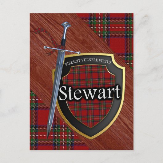 Clan Stewart Tartan Sword & Shield Briefkaart (Voorkant)