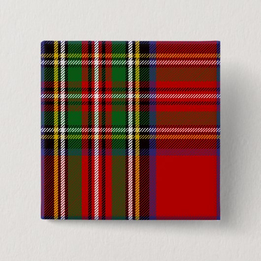 Clan Stewart Tartan Vierkante Button 5,1 Cm (Voorkant)
