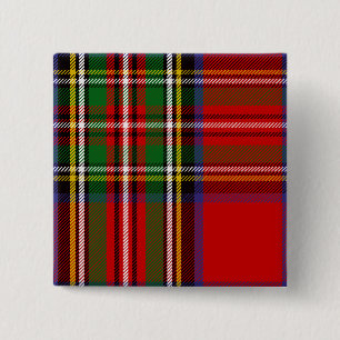 Clan Stewart Tartan Vierkante Button 5,1 Cm