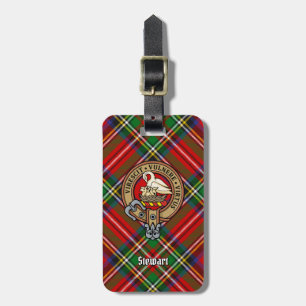 Clan Stewart Wapen over Royal Tartan Bagagelabel