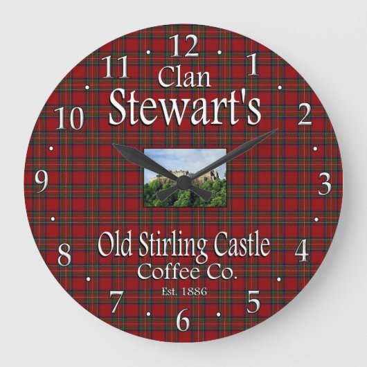 Clan Stewart's oude Stirling Castle Coffee Co. Grote Klok (Voorkant)