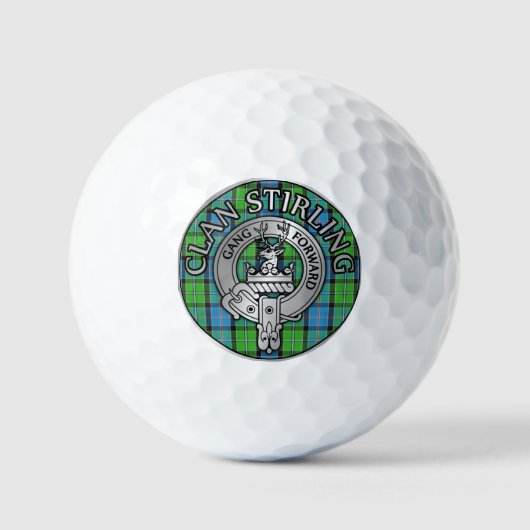 Clan Stirling Crest & Tartan Knot Golfballen (Voorkant)