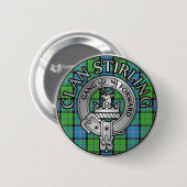 Clan Stirling Crest & Tartan Knot Ronde Button 5,7 Cm (Voorkant /achterkant)