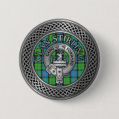 Clan Stirling Crest & Tartan Knot Ronde Button 5,7 Cm (Voorkant)