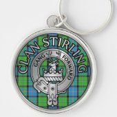 Clan Stirling Crest & Tartan Knot Sleutelhanger (Voorkant)