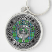 Clan Stirling Crest & Tartan Knot Sleutelhanger (Voorkant)