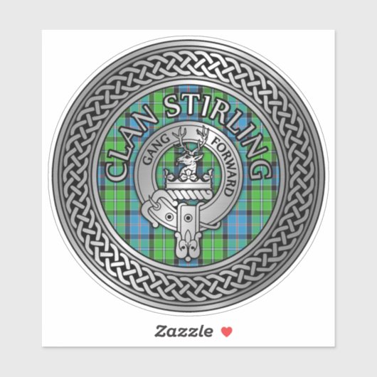 Clan Stirling Crest & Tartan Knot Sticker (Vel)