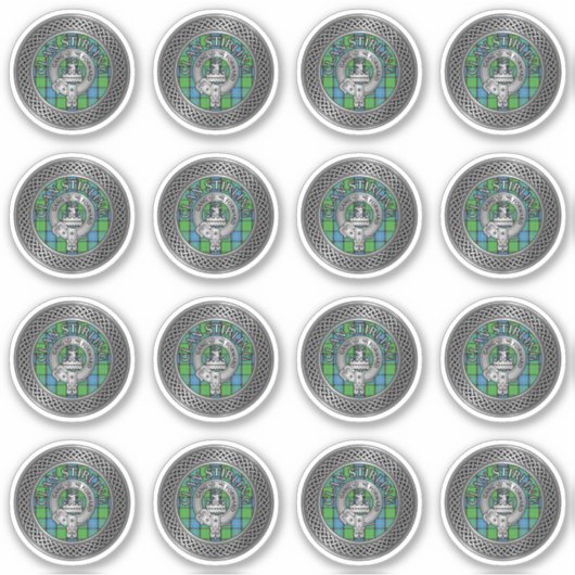 Clan Stirling Crest & Tartan Knot Sticker (Voorkant)