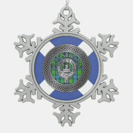 Clan Stirling Crest & Tartan Knot Tin Sneeuwvlok Ornament