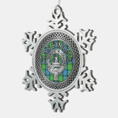 Clan Stirling Crest & Tartan Knot Tin Sneeuwvlok Ornament (Rechts)