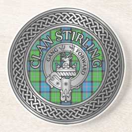 Clan Stirling Crest & Tartan Knot Zandsteen Onderzetter