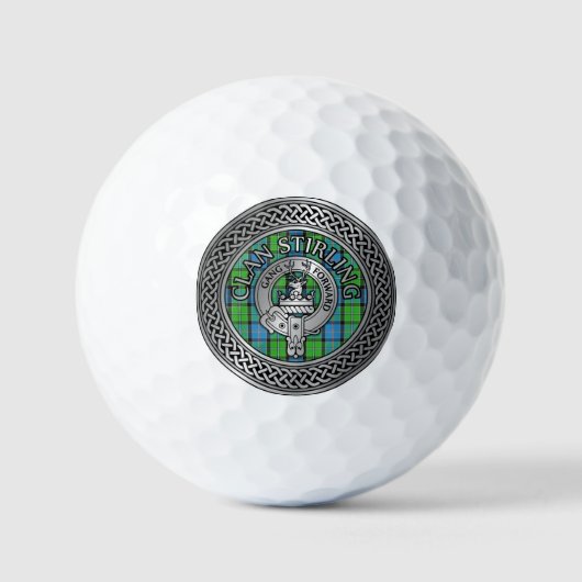 Clan Stirling Wapen & Tartan Knoop Golfballen (Voorkant)