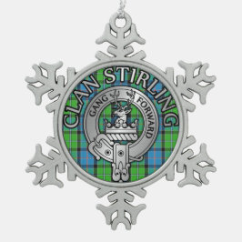 Clan Stirling Wapen & Tartan Knoop Tin Sneeuwvlok Ornament