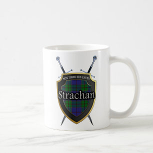 Clan Strachan Tartan Shield and Swords Koffiemok
