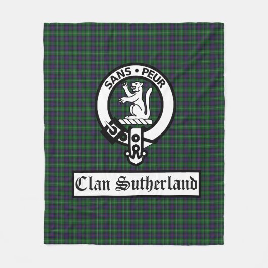 Clan Sutherland Crest Badge & Tartan Fleece Deken (Voorkant)