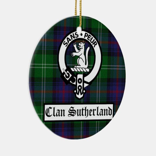 Clan Sutherland Crest Badge & Tartan  Keramisch Ornament (Rechts)
