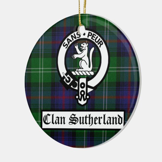 Clan Sutherland Crest Badge & Tartan  Keramisch Ornament (Links)