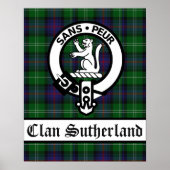 Clan Sutherland Crest Badge & Tartan Poster (Voorkant)