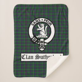 Clan Sutherland Crest Badge & Tartan Sherpa Deken