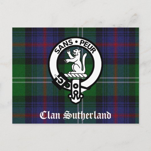 Clan Sutherland Crest & Tartan Briefkaart (Voorkant)