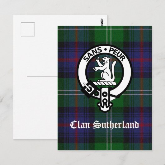 Clan Sutherland Crest & Tartan Briefkaart (Voorkant / Achterkant)