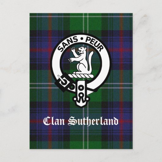 Clan Sutherland Crest & Tartan Briefkaart (Voorkant)