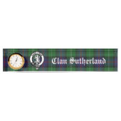 Clan Sutherland Crest & Tartan Clock Deskplate Naambordje (Voorkant)