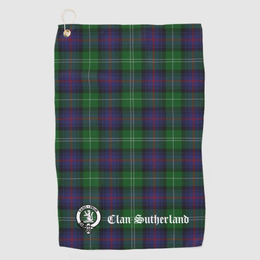 Clan Sutherland Crest & Tartan  Golfhanddoek (Voorkant)