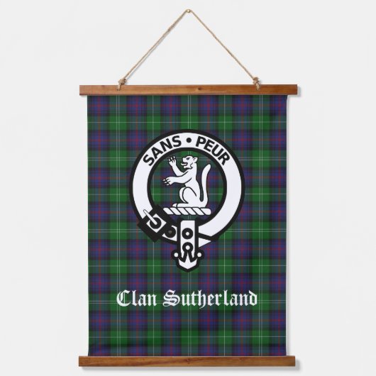 Clan Sutherland Crest & Tartan Hangend Wandkleed (Voorkant)