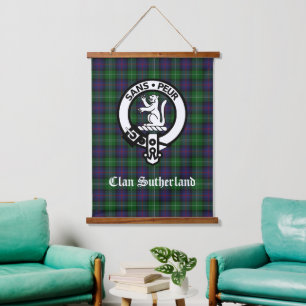 Clan Sutherland Crest & Tartan Hangend Wandkleed