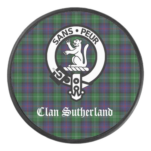 Clan Sutherland Crest & Tartan Hockey Puck (Voorkant)