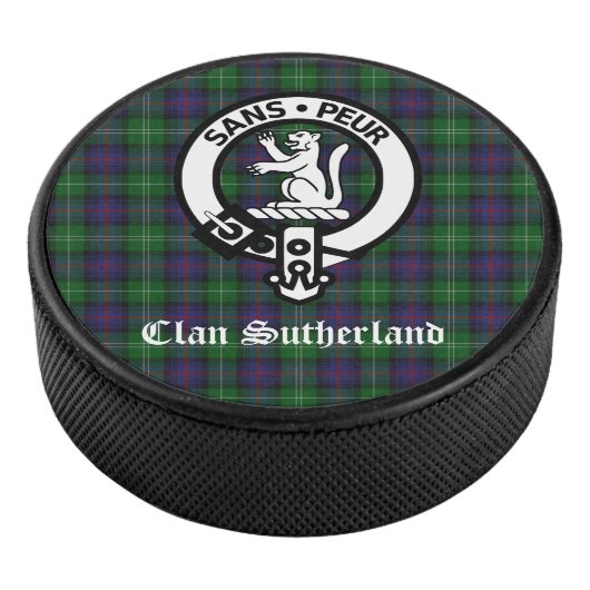 Clan Sutherland Crest & Tartan Hockey Puck (3/4)