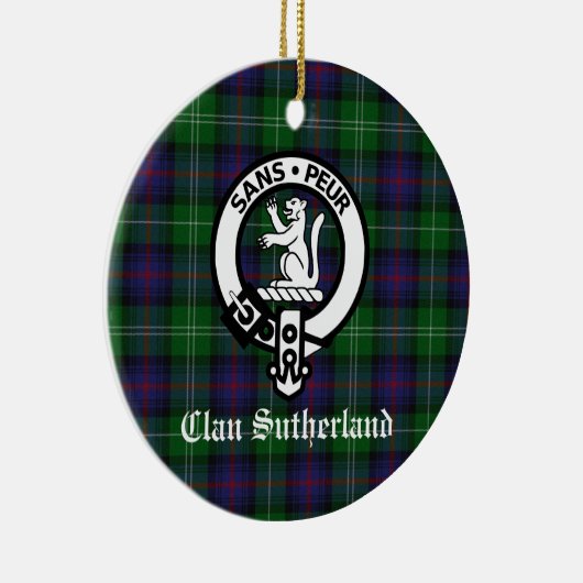 Clan Sutherland Crest & Tartan  Keramisch Ornament (Rechts)