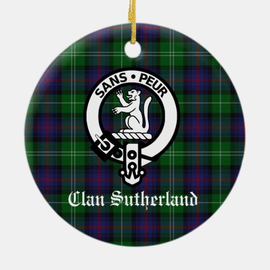 Clan Sutherland Crest & Tartan Keramisch Ornament (Achterkant)
