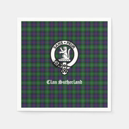 Clan Sutherland Crest & Tartan Kitchen Towel Servet