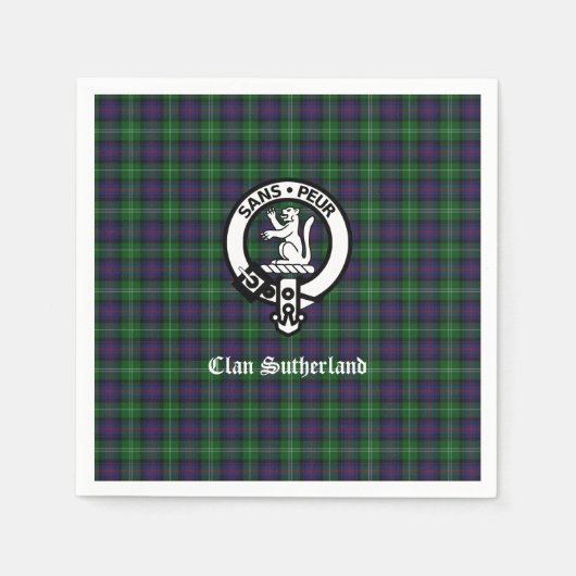 Clan Sutherland Crest & Tartan Kitchen Towel Servet (Voorkant)