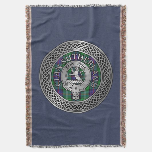 Clan Sutherland Crest & Tartan Knot Deken (Voorkant Verticaal)