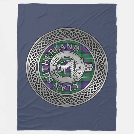 Clan Sutherland Crest & Tartan Knot Fleece Deken (Voorkant)