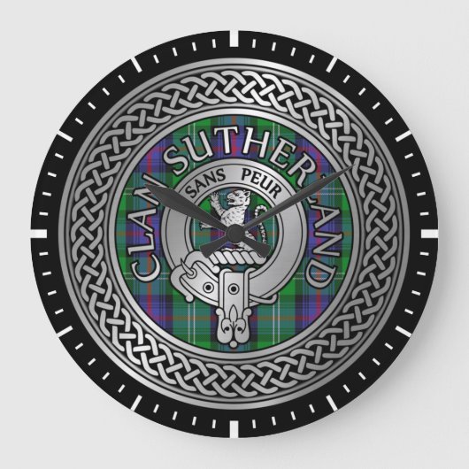 Clan Sutherland Crest & Tartan Knot Grote Klok (Voorkant)