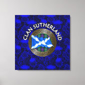 Clan Sutherland Crest & Tartan Knot op Thistle Canvas Afdruk (Voorkant)